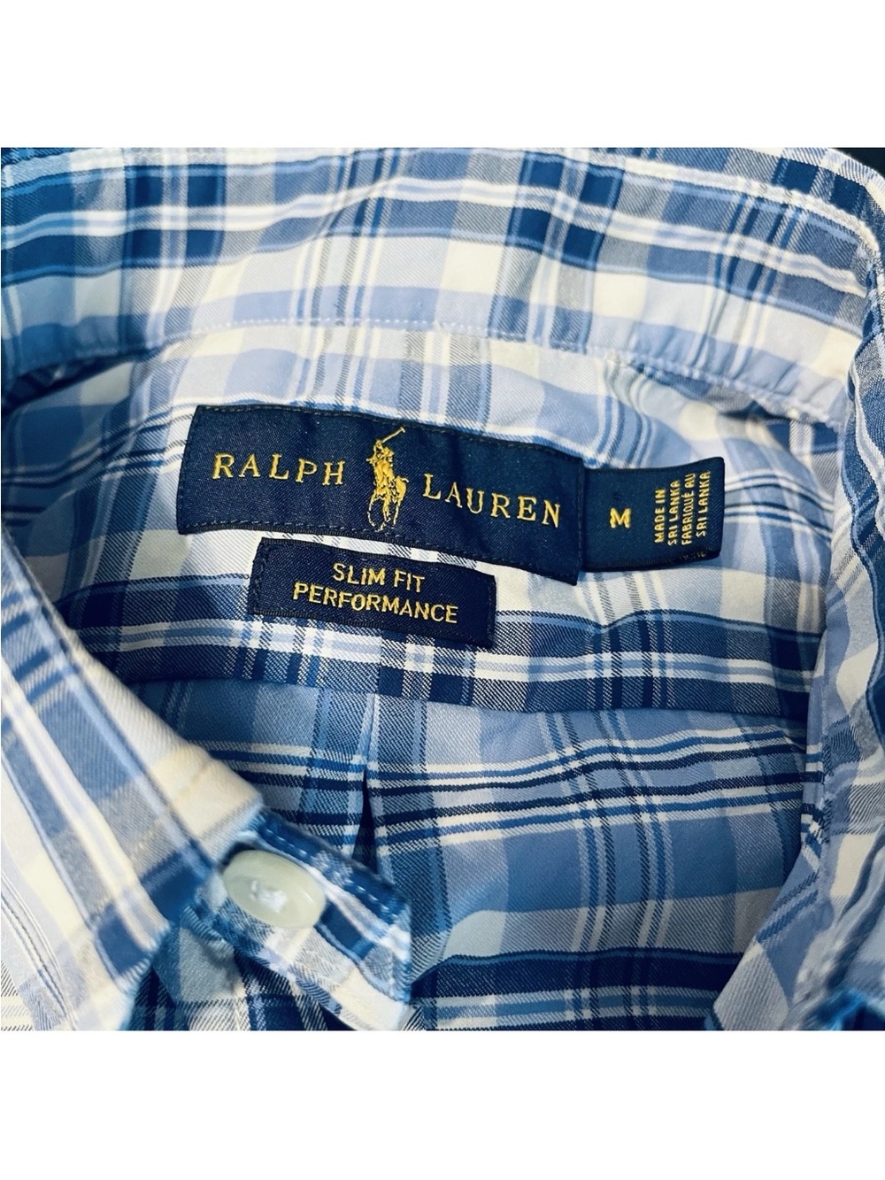Ralph Lauren Performance Slim Fit Button Down Shirt Mens Medium Striped Blue - Picture 3 of 7